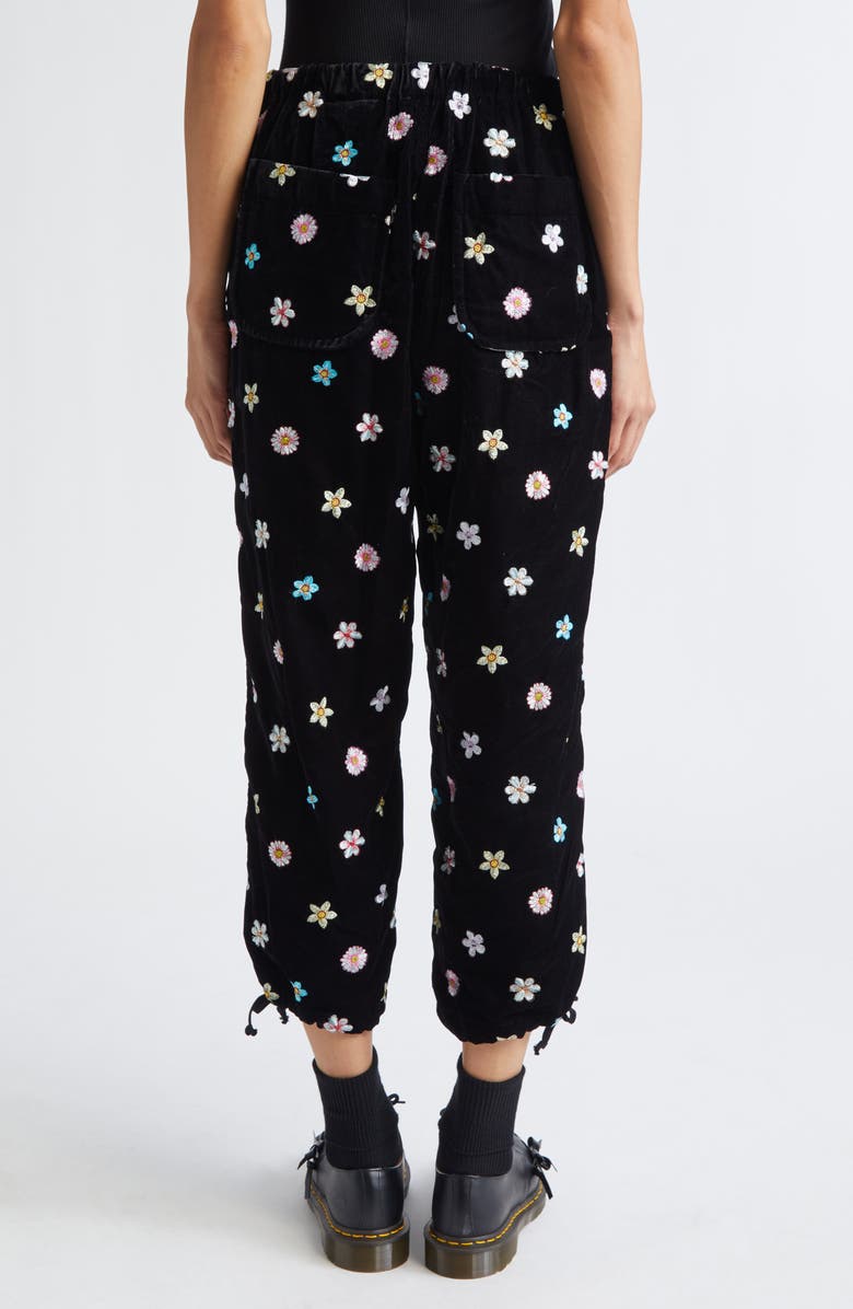 Tao Comme des Garçons Floral Embroidered Velvet Crop Straight Leg Pants, Alternate, color, Black X Multi