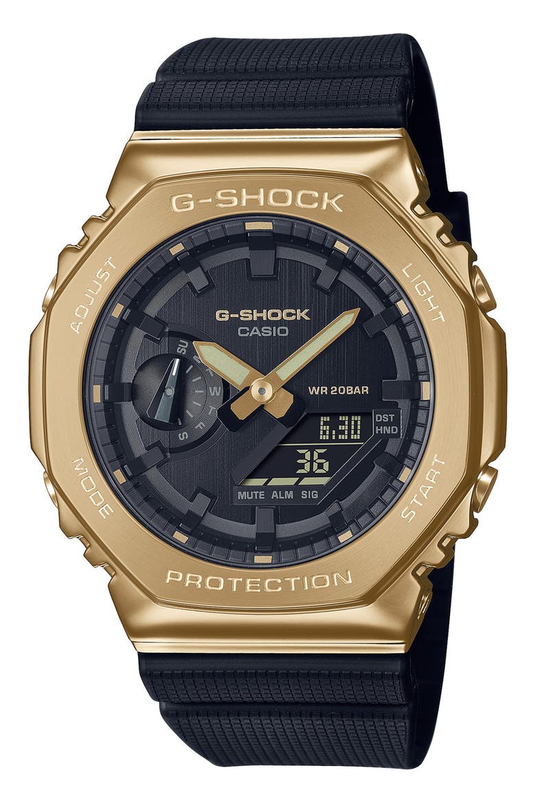 2100 Series Analog-Digital Watch, 44mm, Main, color, BLACK AND GOLD
