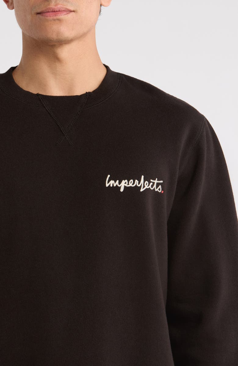 Imperfects Signature Crewneck Cotton Blend Fleece Sweatshirt, Alternate, color, Obsidian