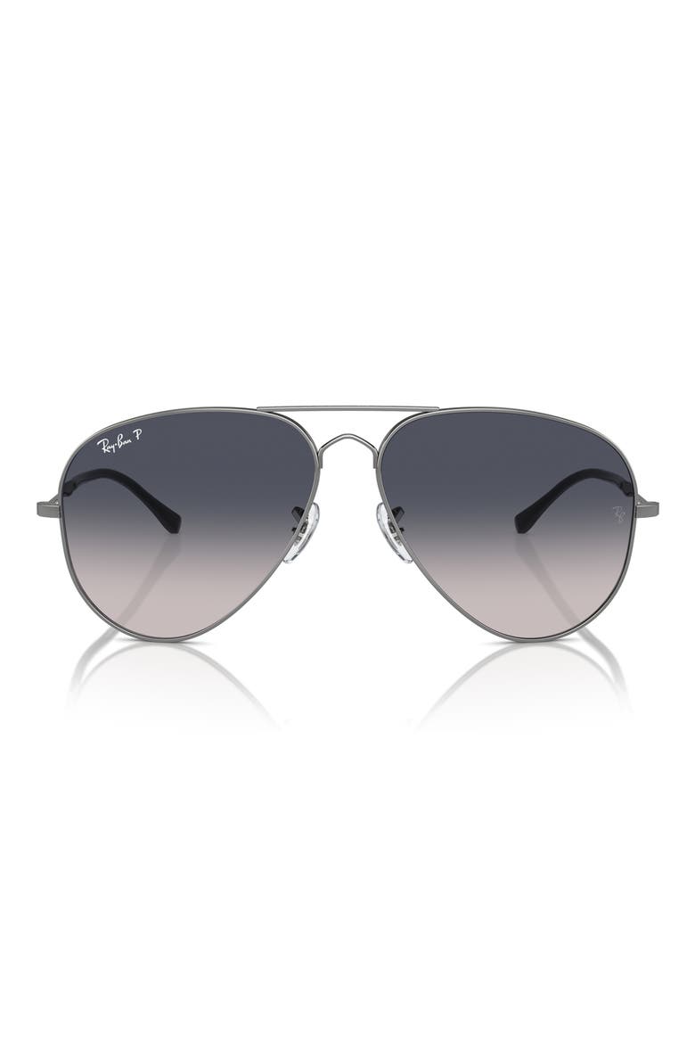 Old Aviator 62mm Gradient Polarized Oversize Sunglasses, Main, color, GUNMETAL