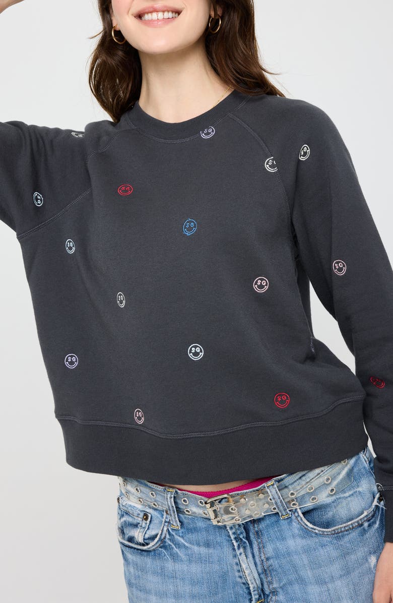 Spiritual Gangster All Smiles Forever Crewneck Sweatshirt, Alternate, color, Vintage Black