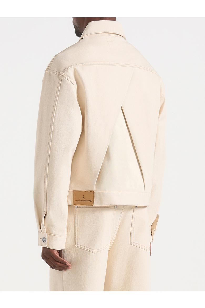 Damien Boxy Fit Denim Jacket, Alternate, color, Cream