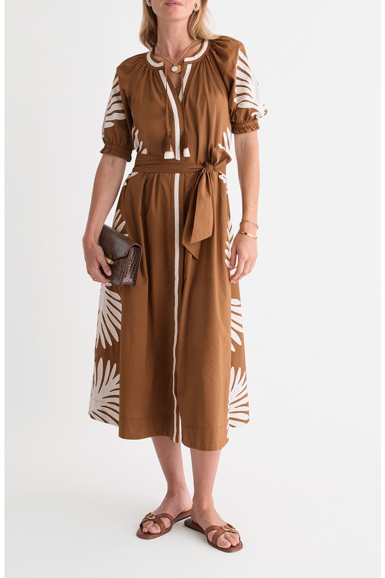 Raglan Appliqué Midi Dress, Main, color, COCONUT