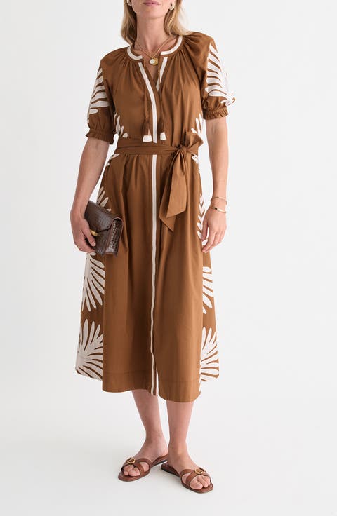 Raglan Appliqué Midi Dress