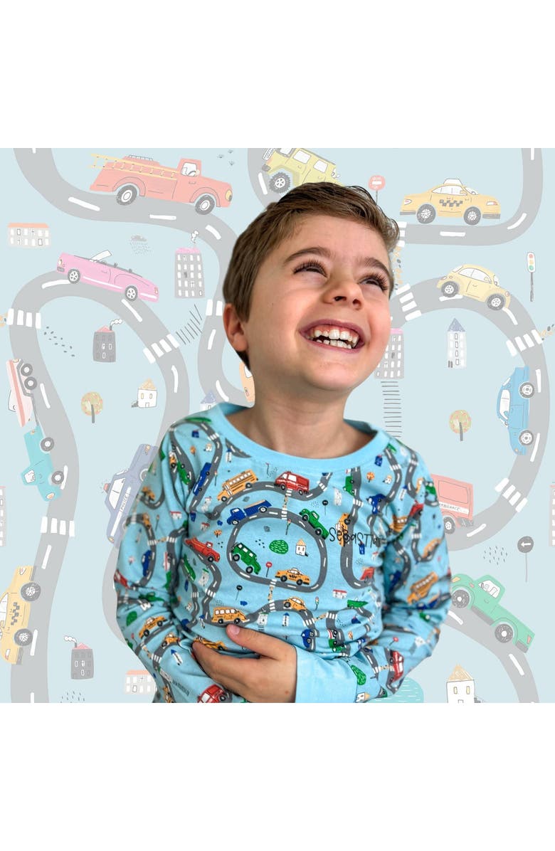 Norani Kids Organic Two-Piece Pajama Set in Cars, Alternate, color, Cars