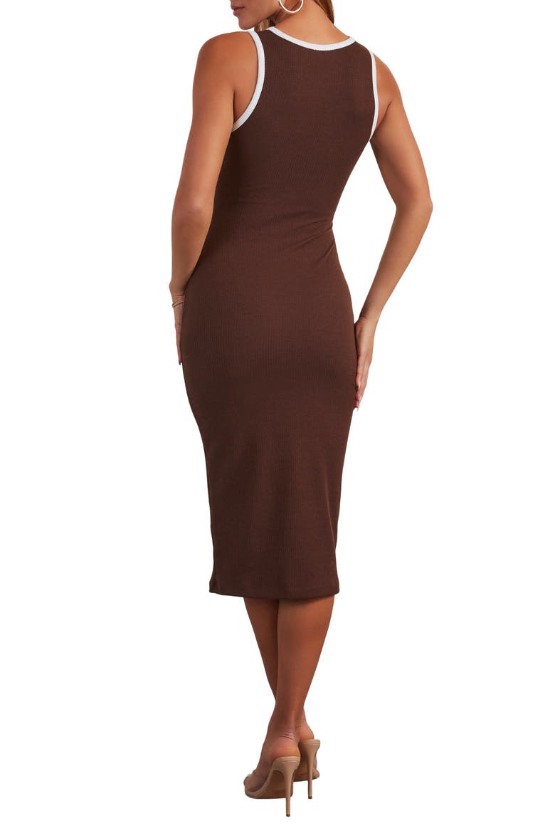 Cici Sleeveless Cutout Midi Dress, Alternate, color, BROWN/ WHITE
