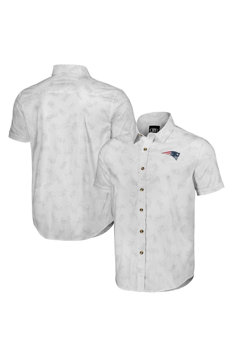 NFL X DARIUS RUCKER Men's NFL x Darius Rucker Collection by Fanatics White New England Patriots Woven Short Sleeve Button Up Shirt, Main, color, White