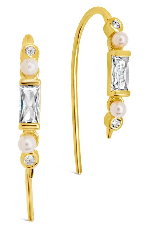Nadia Cubic Zirconia & Imitation Pearl Threader Earrings