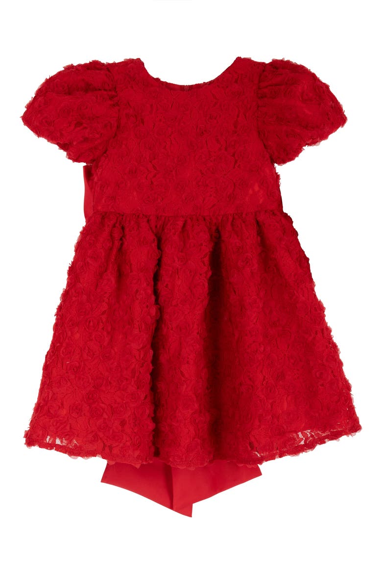 Kids' Soutache Puff Sleeve Dress, Main, color, RED