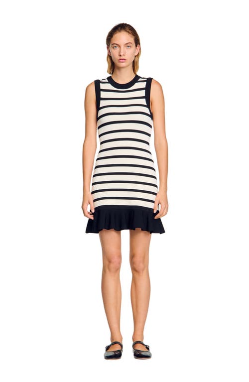 Sandro Knitted Striped Mini Dress In Multi