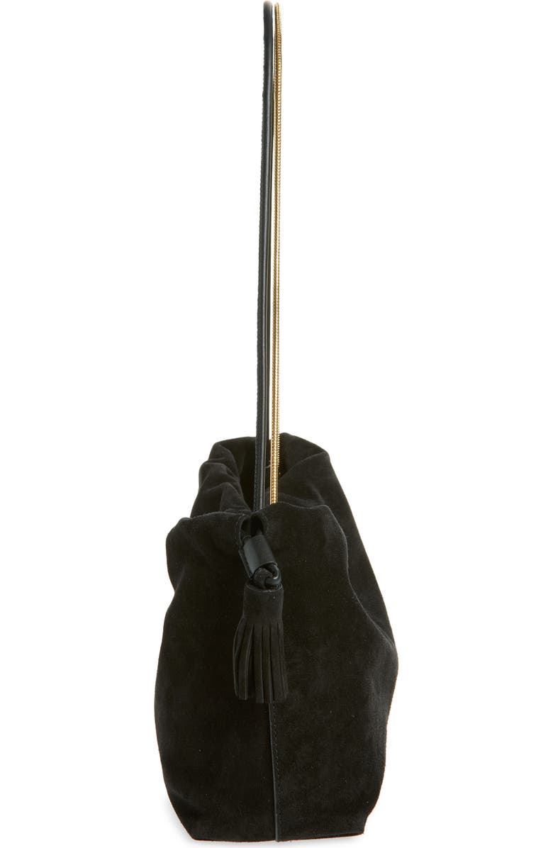 Veronica Beard Stash Suede Shoulder Bag, Alternate, color, Black