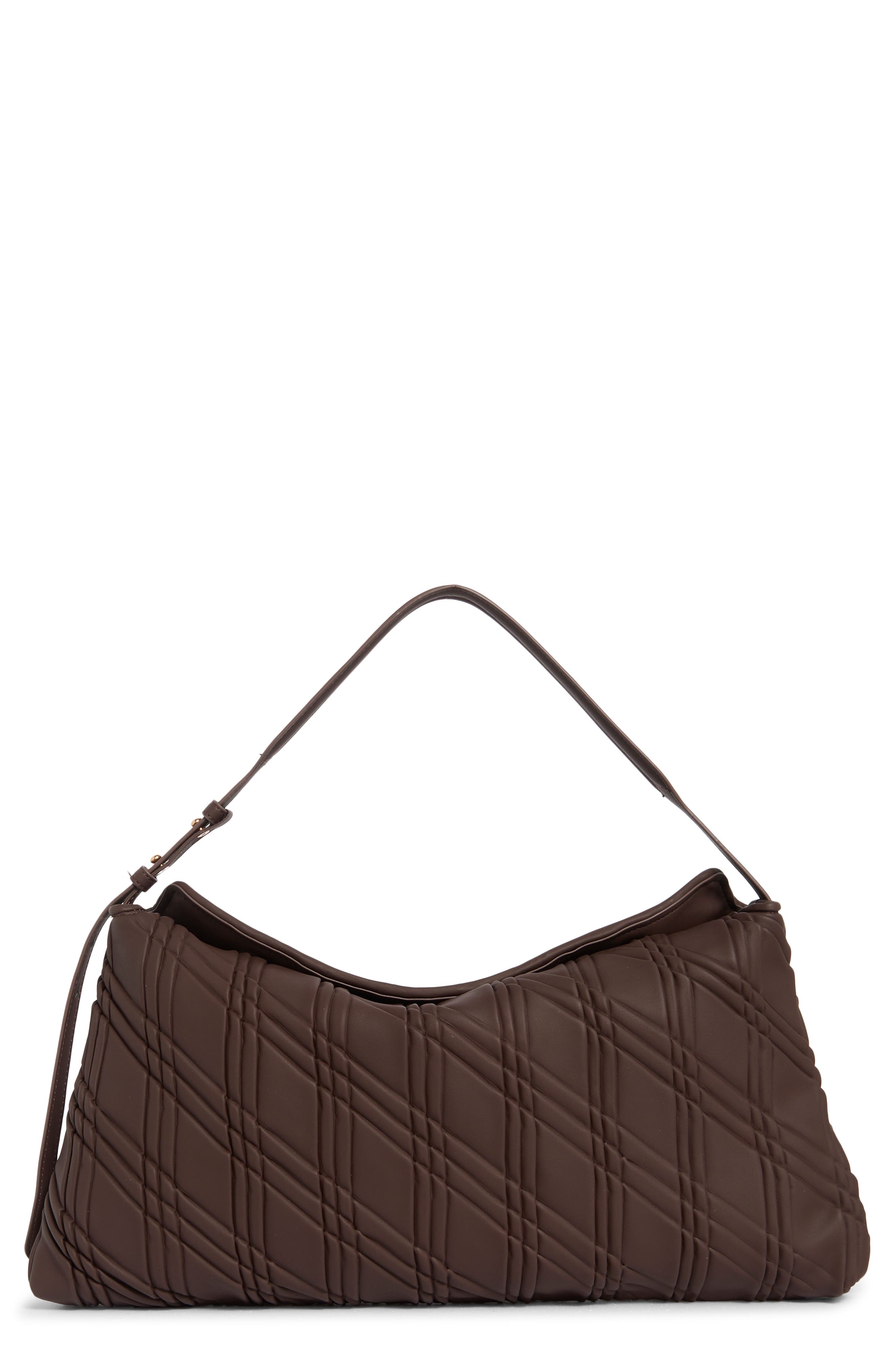 Sam Edelman Peddy Faux Suede Shoulder Bag, Main, color, Dark Brown