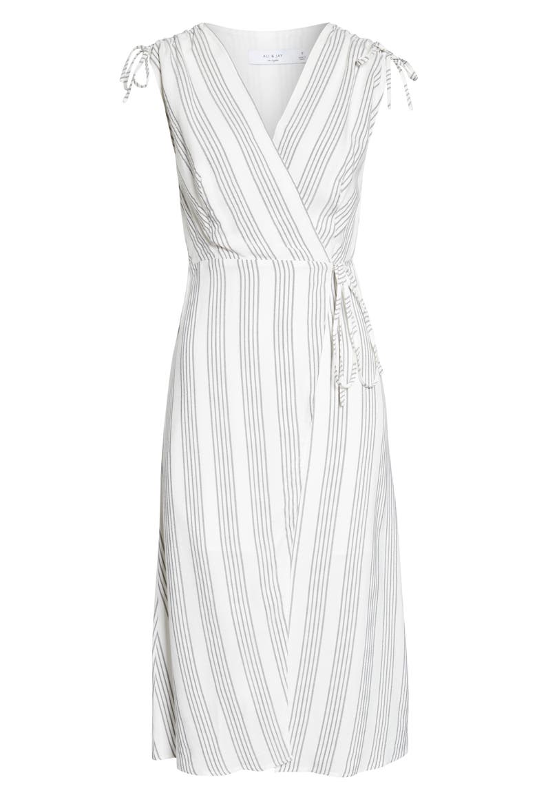 Pershing Square Midi Wrap Dress, Alternate, color, BLACK/ WHITE