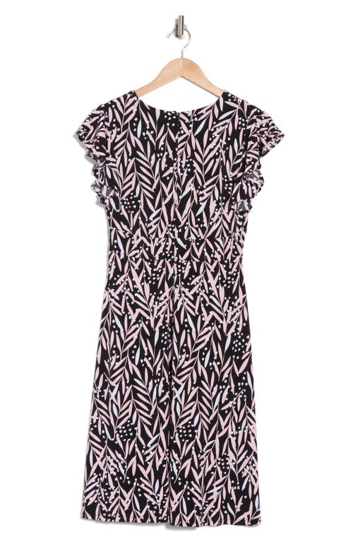 London Times Flutter Sleeve Empire Waist Midi Dress In Black Blush