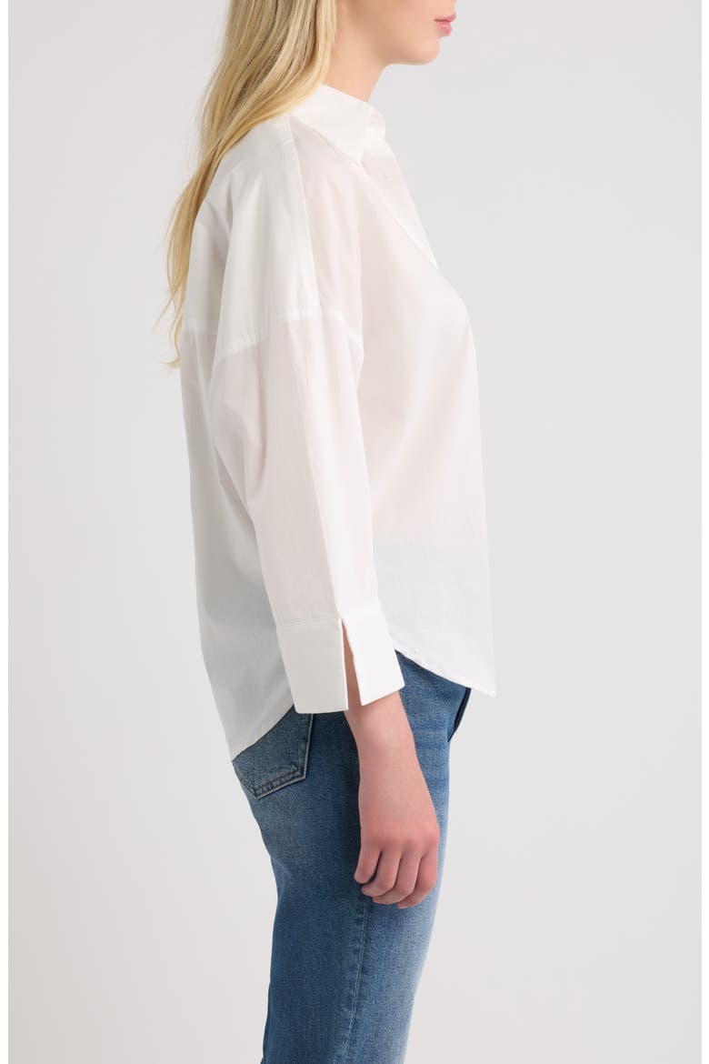 Three-Quarter Sleeve Cotton Shirt, Alternate, color, WHITE