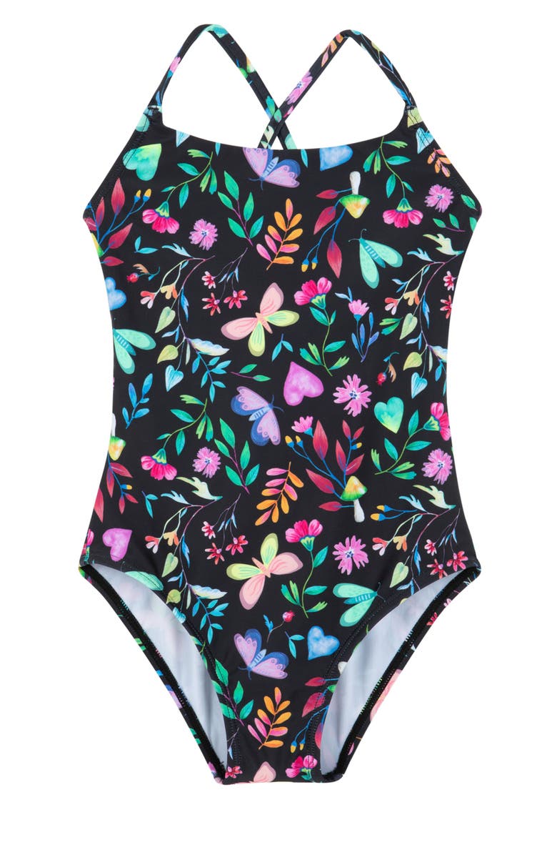 Gottex Kids Butterfly Dream Criss Cross Tie Back One Piece, Main, color, Multi