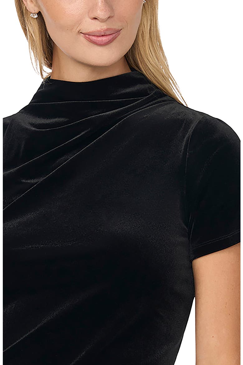 Shoulder Pleated Cowl Neck Velvet Top, Alternate, color, RICH BLACK