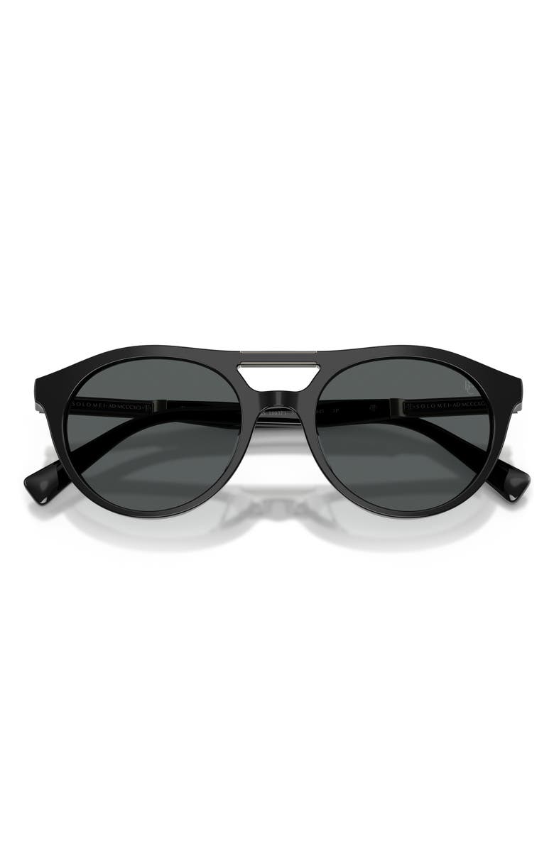 Brunello Cucinelli 51mm Polarized Oval Sunglasses, Alternate, color, Black