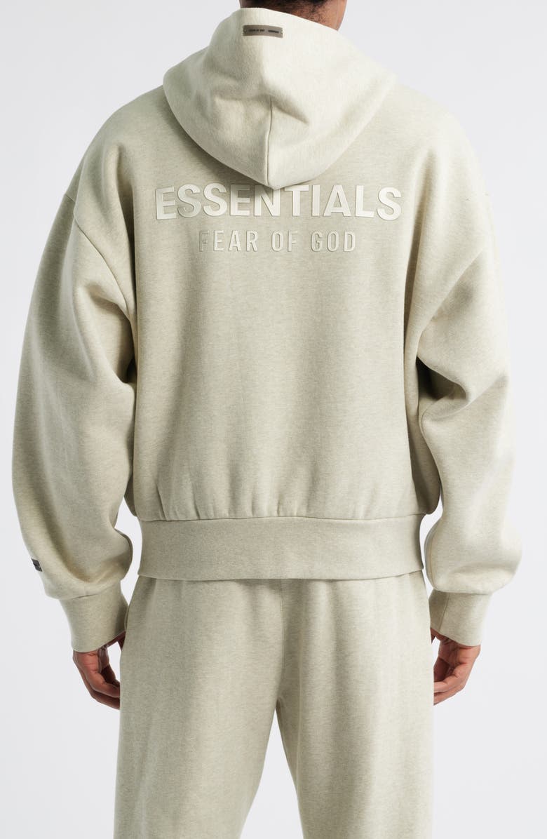 Fear of God Essentials Classic Fit Fleece Zip-Up Hoodie, Alternate, color, Heather Stone