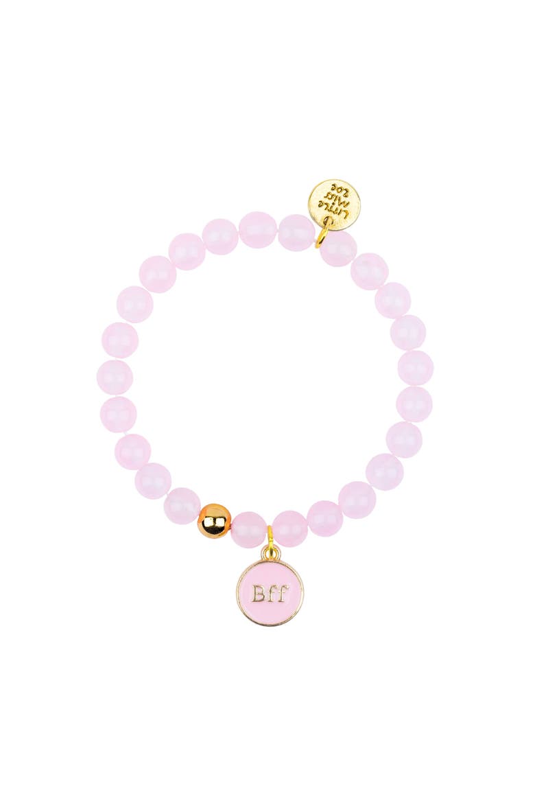 BFF Gemstone and Delicate Gold Bracelet Set, Alternate, color, Pink