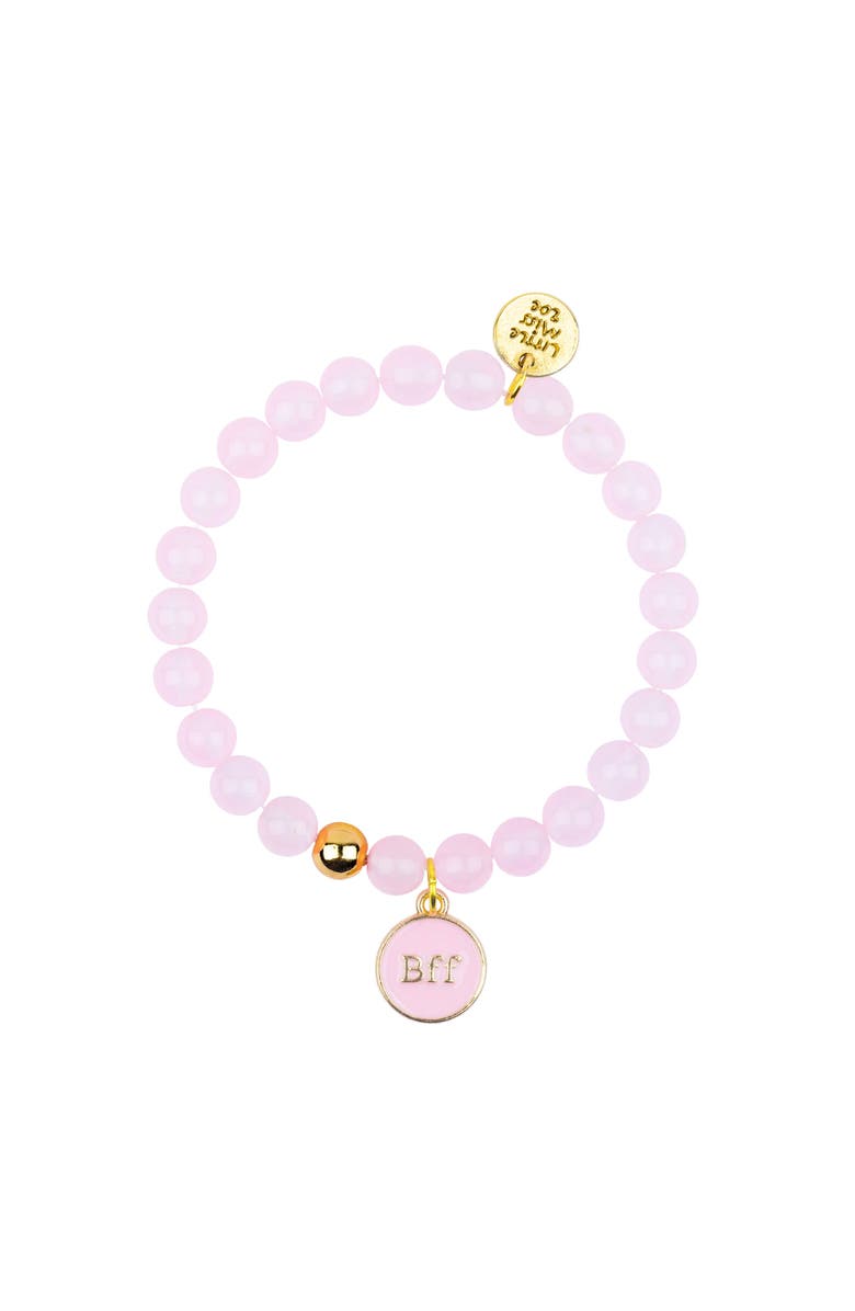 Little Miss Zoe BFF Gemstone and Delicate Gold Bracelet Set, Alternate, color, Pink