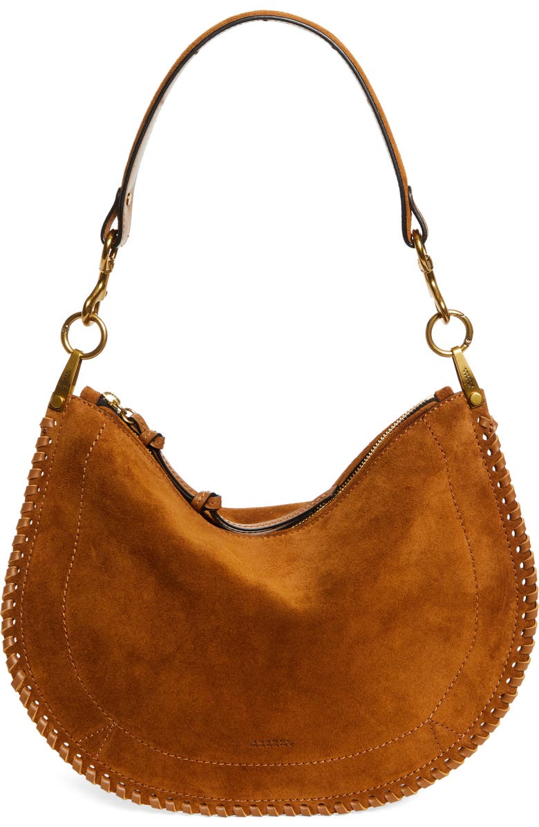 Isabel Marant Oskan Soft Zipped Shoulder Bag, Main, color, Cognac