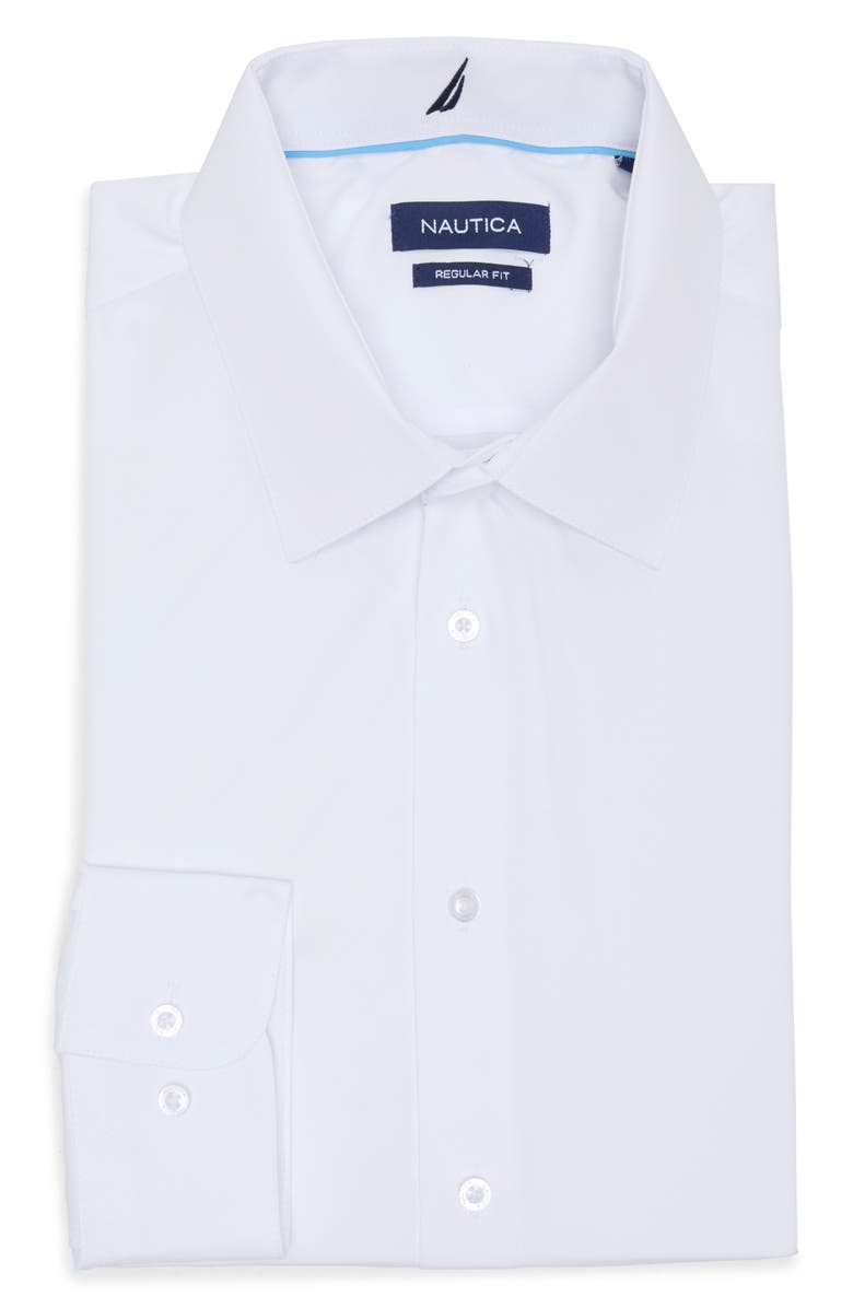 Nautica Regular Fit Solid Dress Shirt, Main, color, White