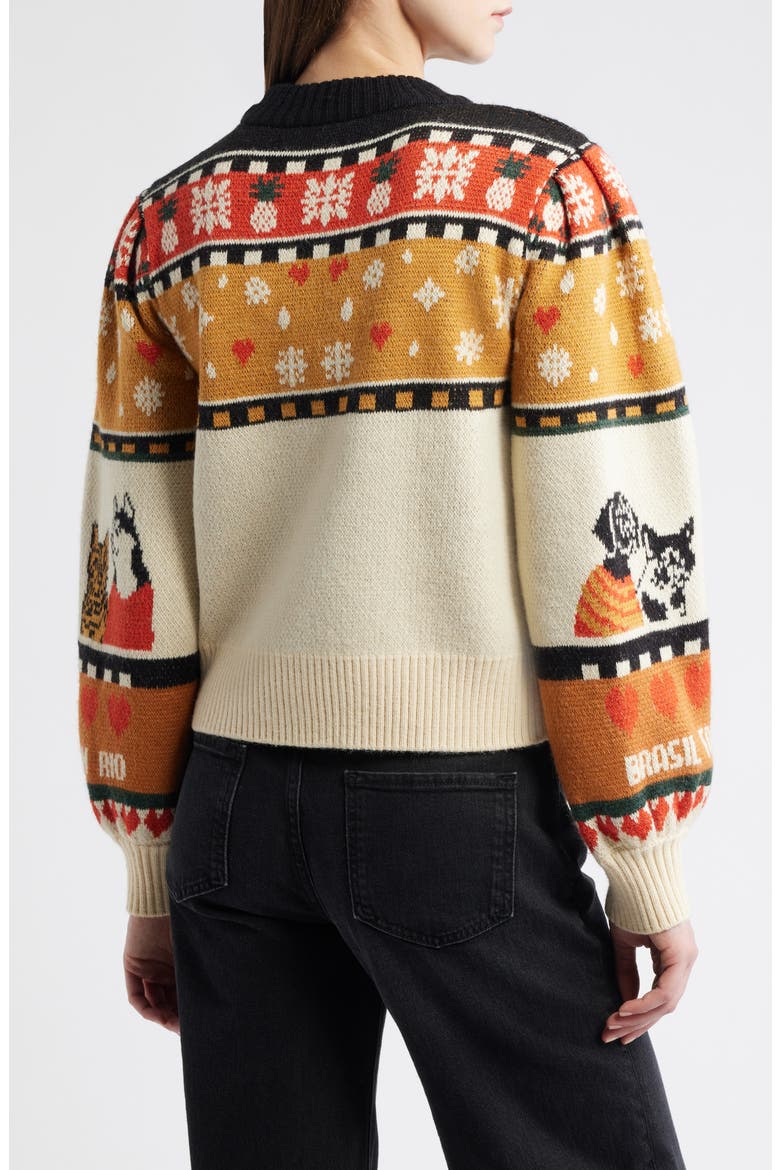 Naughty & Nice Fair Isle Sweater, Alternate, color, BEIGE MULTI