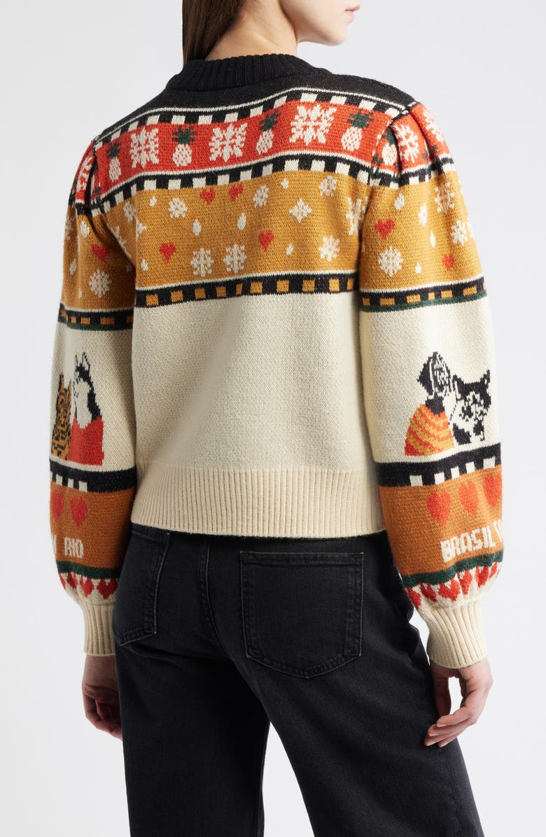 FARM Rio Naughty & Nice Fair Isle Sweater, Alternate, color, Beige Multi