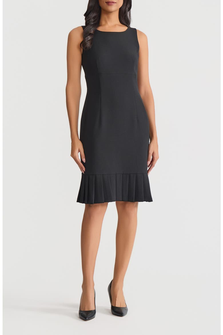 Pleated Hem Sleeveless Sheath Dress, Main, color, BLACK