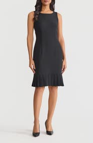 KASPER Pleat Hem Sleeveless Sheath Dress