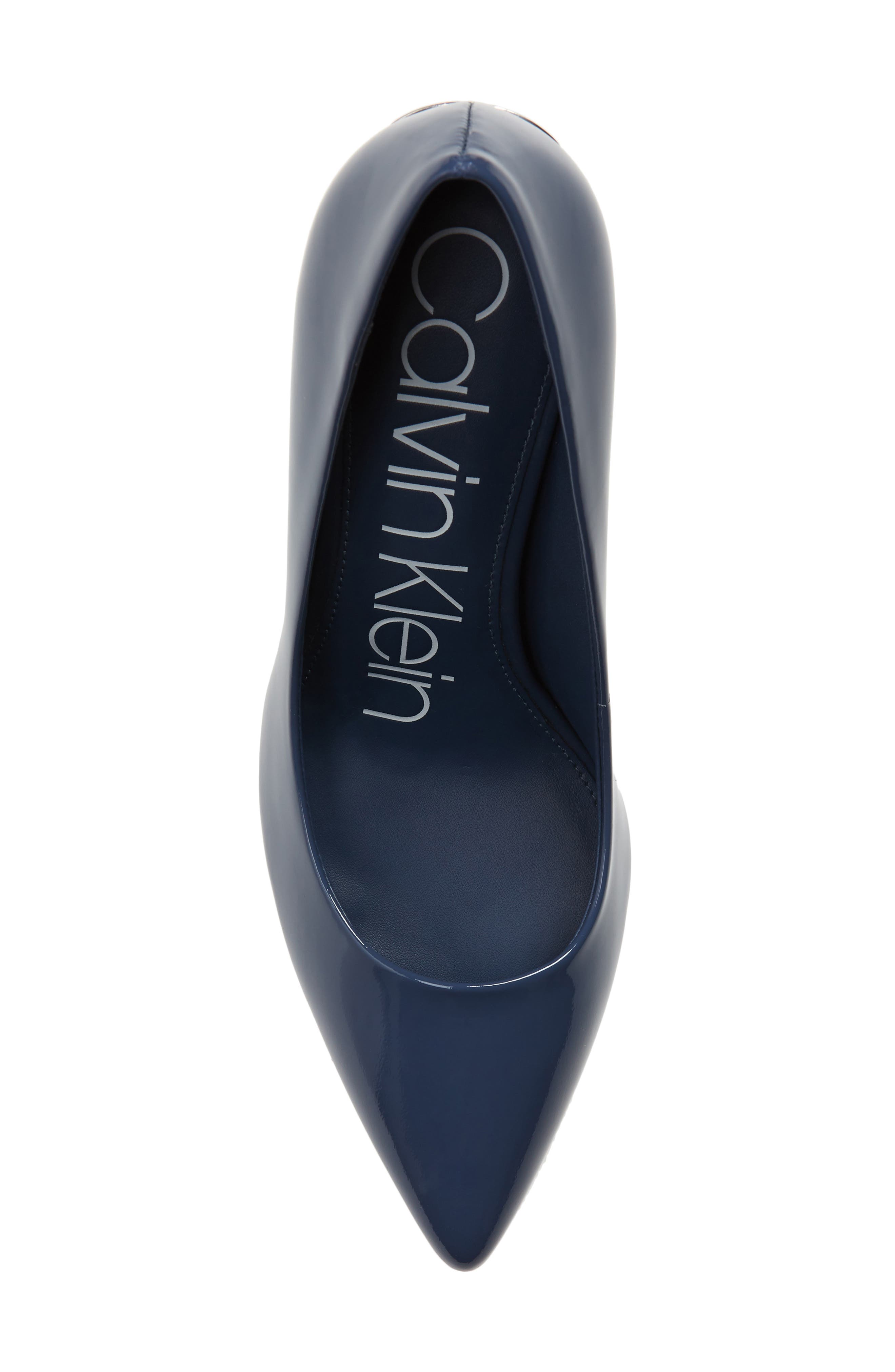 Gayle Pointed Toe Pump, Alternate, color, DARK STEEL BLUE LEATHER