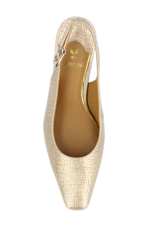 J. Reneé Hadyn Lizard Embossed Slingback Pump In Gold