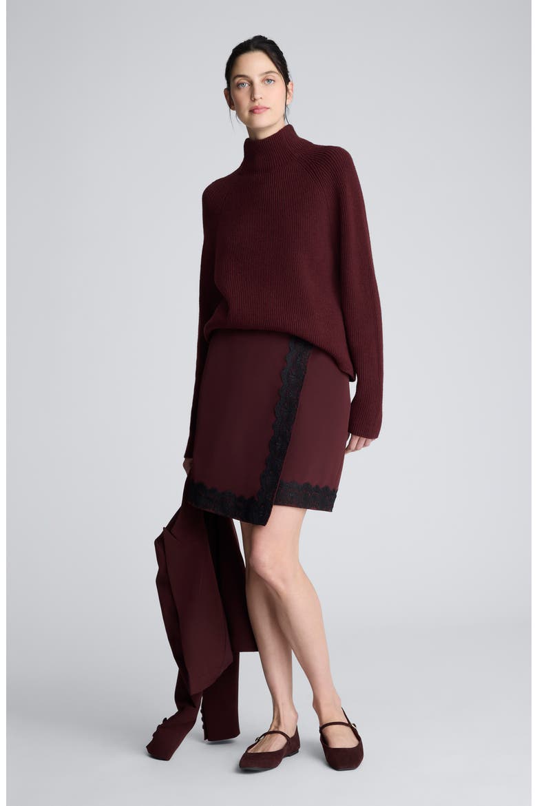 Lace Trim Faux Wrap Skirt, Alternate, color, SUGAR BEET