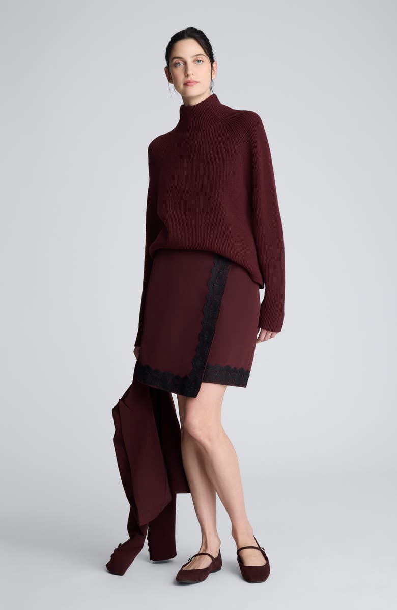 Kenneth Cole Lace Trim Faux Wrap Skirt, Alternate, color, Sugar Beet