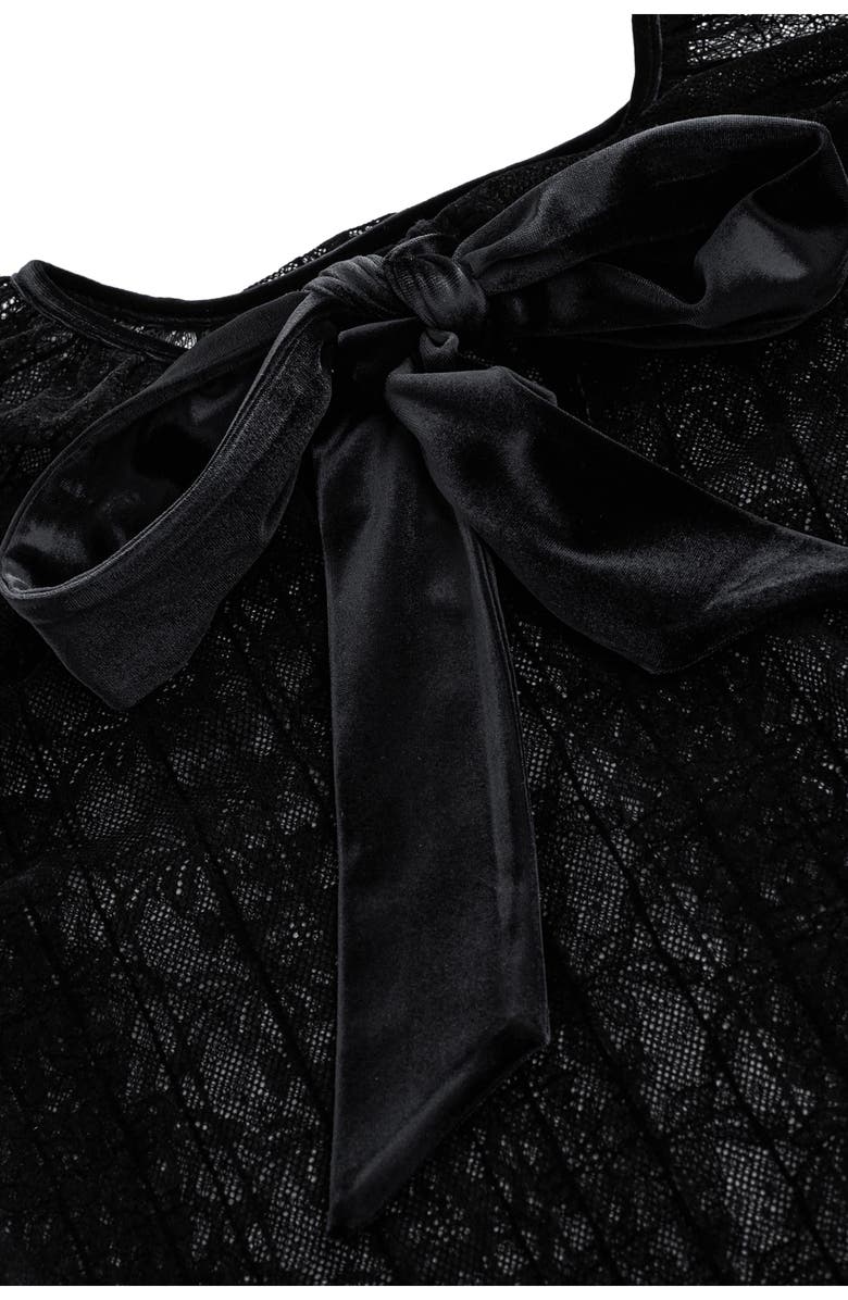 NEXT Bow Back Sheer Lace Top, Alternate, color, Black