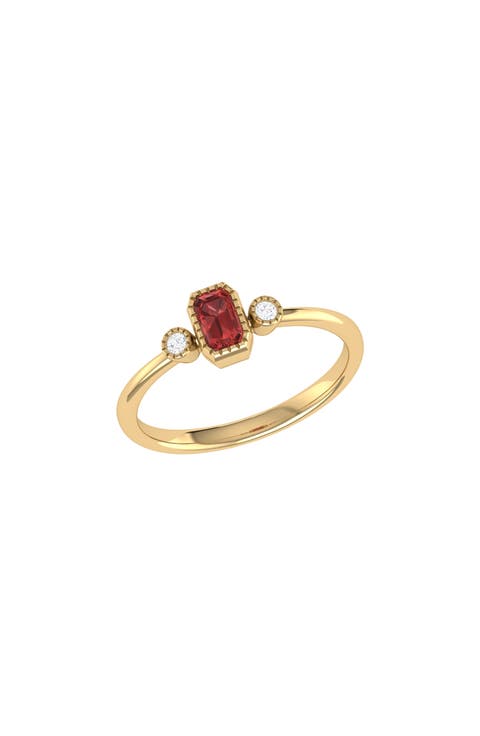La Vie Emerald Cut Garnet & Diamond Accent Ring