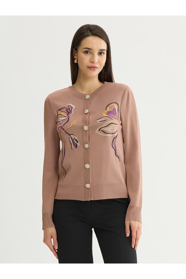 Relaxed Floral Embroidered Knit Cardigan, Main, color, Charmeuse/Fresh Purple