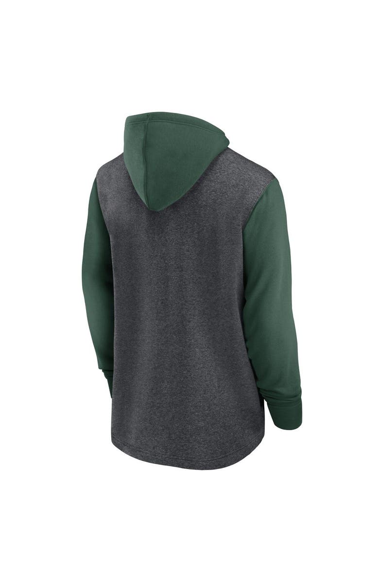 Nike Men's Nike Heathered Charcoal/Green Green Bay Packers Surrey Legacy Pullover Hoodie, Alternate, color, 