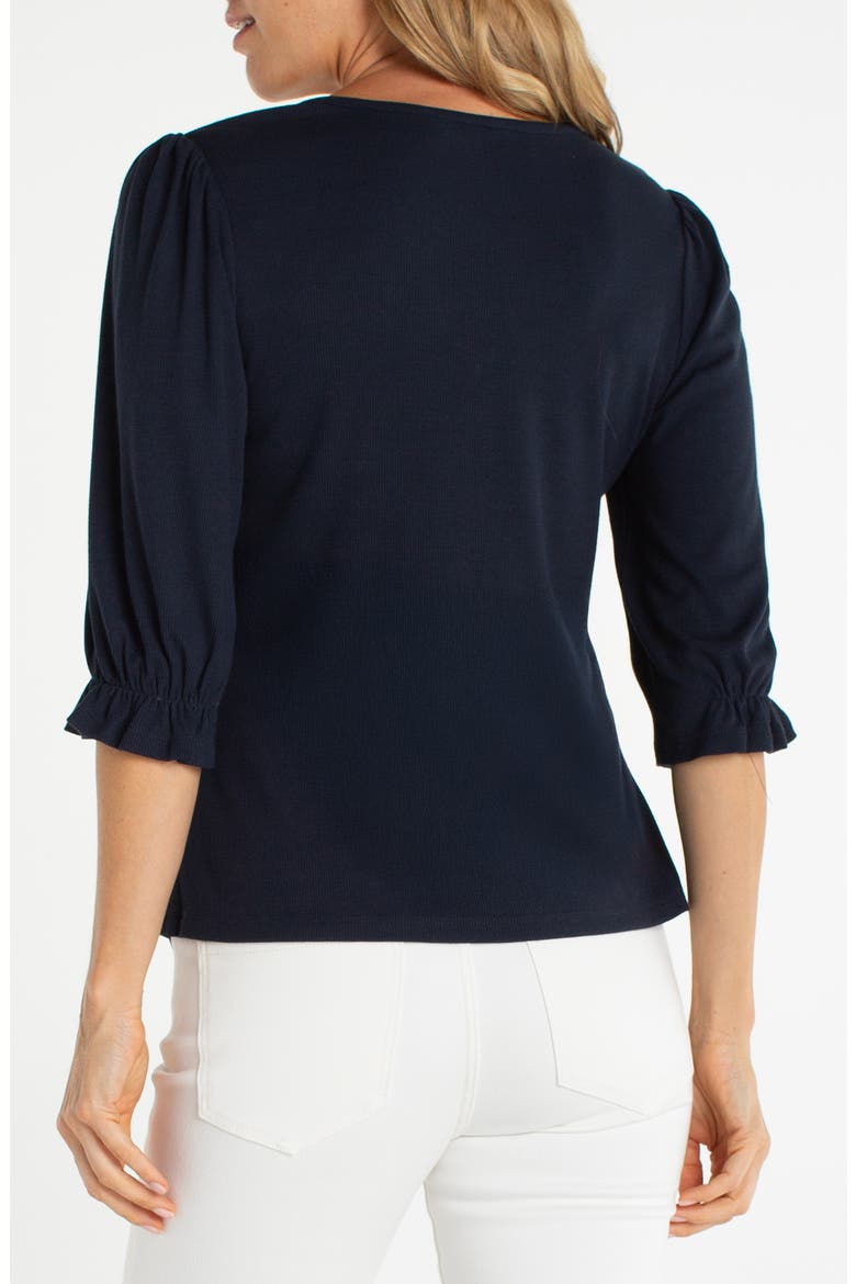 Elbow Sleeve Notch Neck T-Shirt, Alternate, color, DARK NAVY