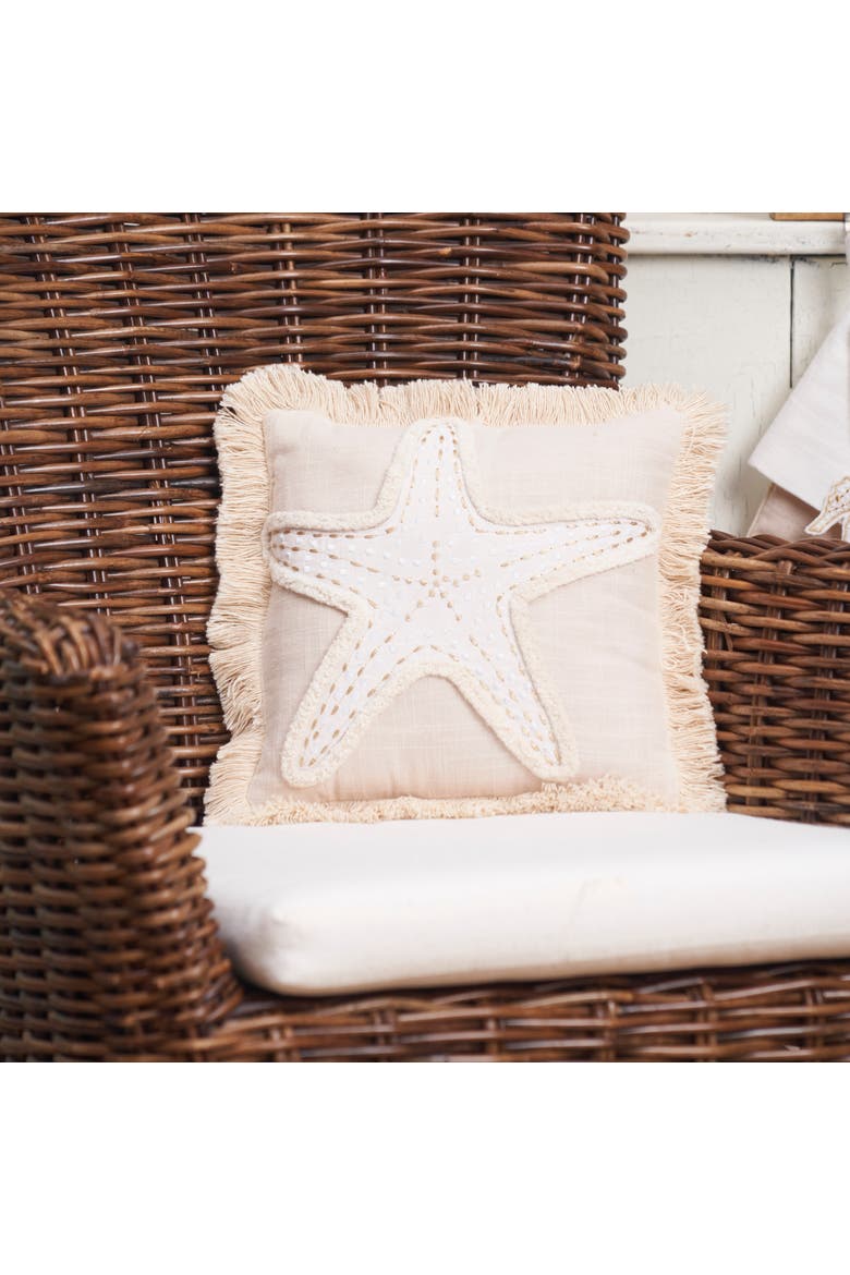 Golden Coast Starfish Throw Pillow, 10" x 10", Alternate, color, Beige