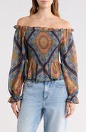FLYING TOMATO Off-the-Shoulder Print Top