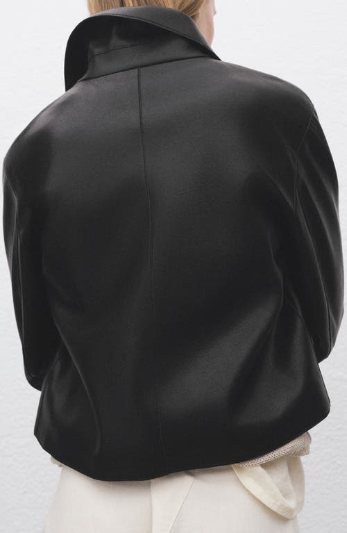 Mango Leather-effect Jacket With Pockets In Black