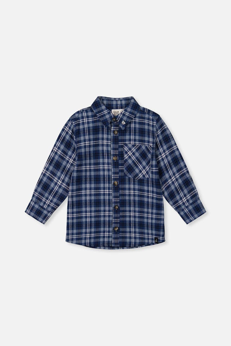 Plaid Button Front Chest Pocket Shirt, Main, color, Blue and White Tiles