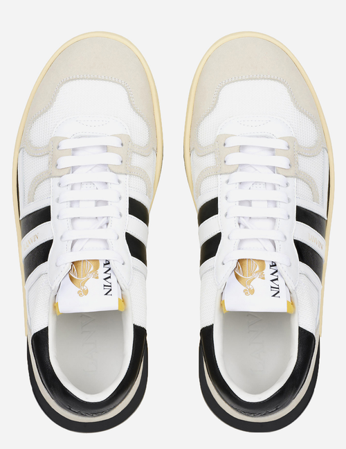 Lanvin Black And White Leather Clay Low Mesh Sneakers