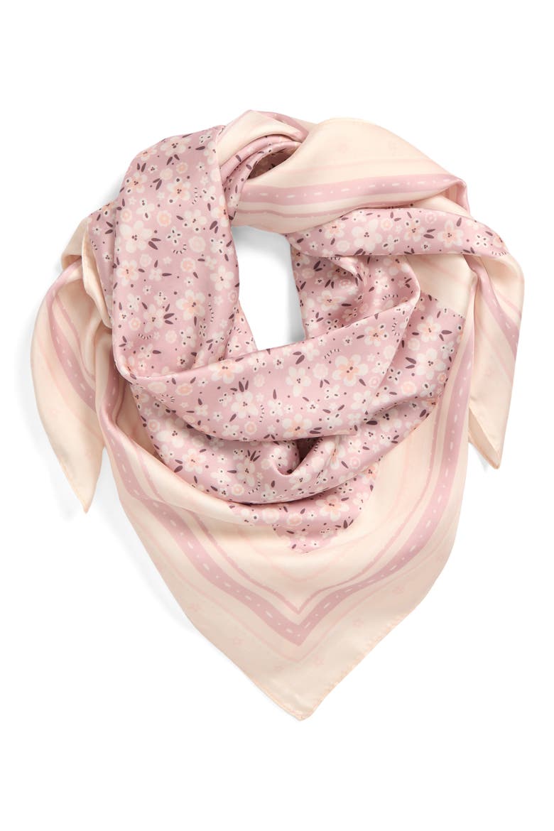 Square Satin Scarf, Alternate, color, PINK BABYS- BREATH