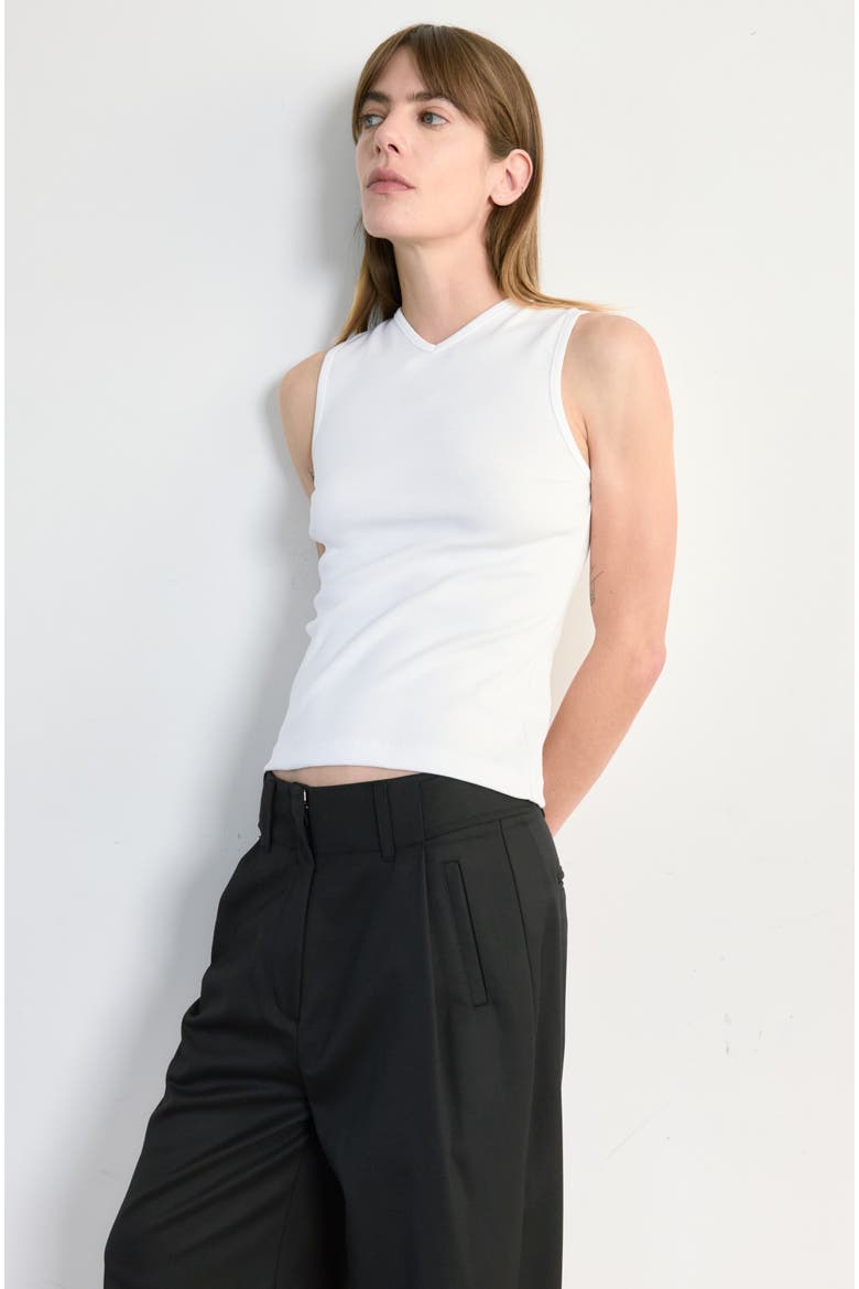 High V Neck Tank, Alternate, color, White