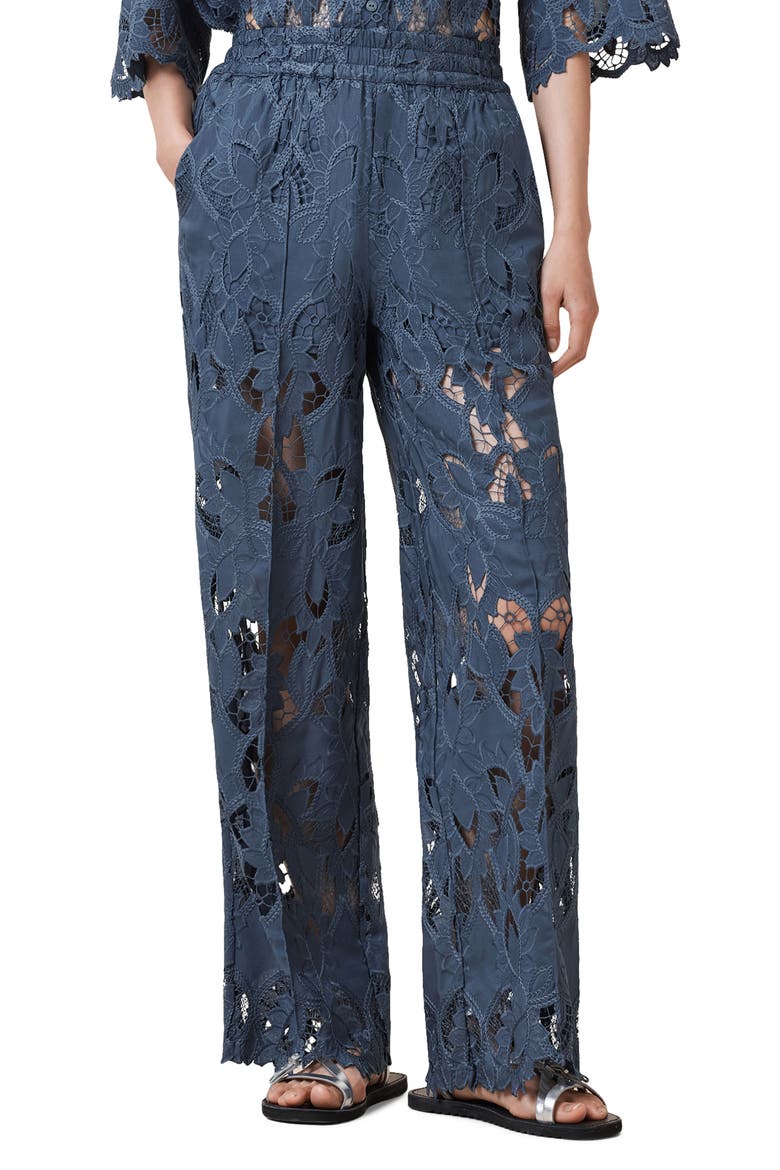 Charli Embroidered Wide Leg Pants, Main, color, DUSTY BLUE