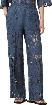 AllSaints Charli Embroidered Wide Leg Pants
