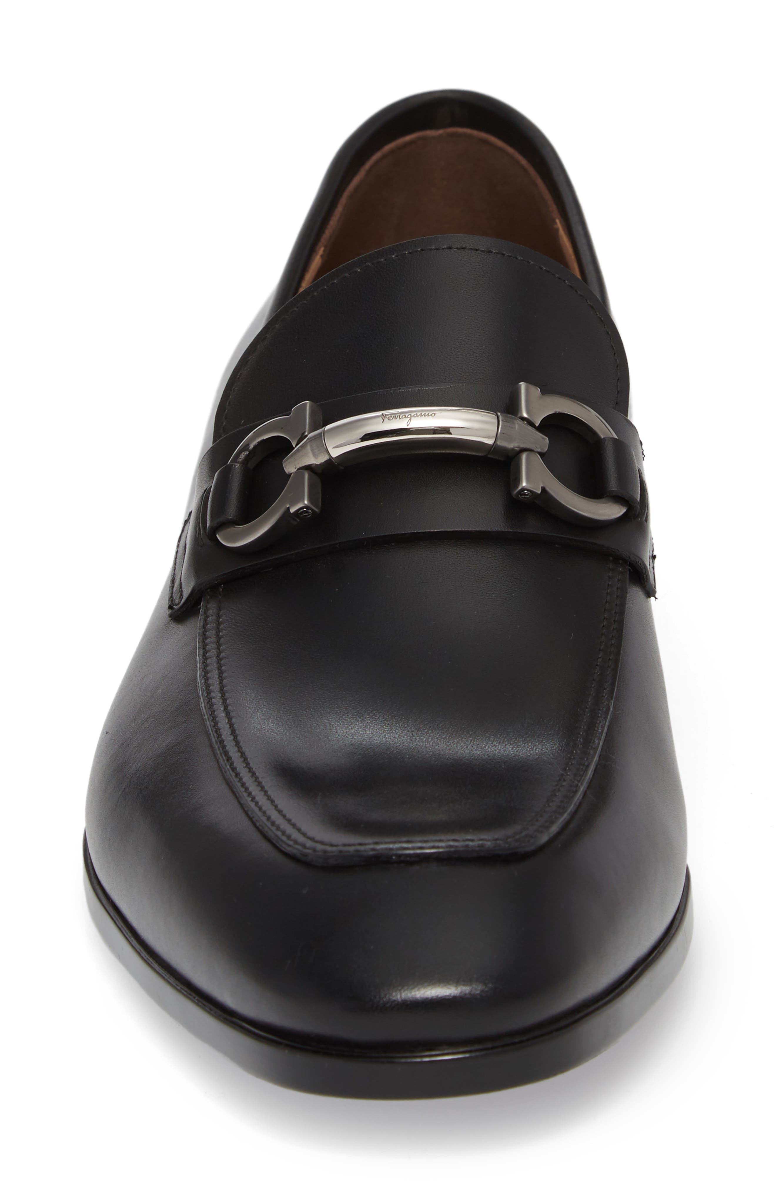 Salvatore Ferragamo Benford Rounded Bit Loafer, Alternate, color, NERO LEATHER